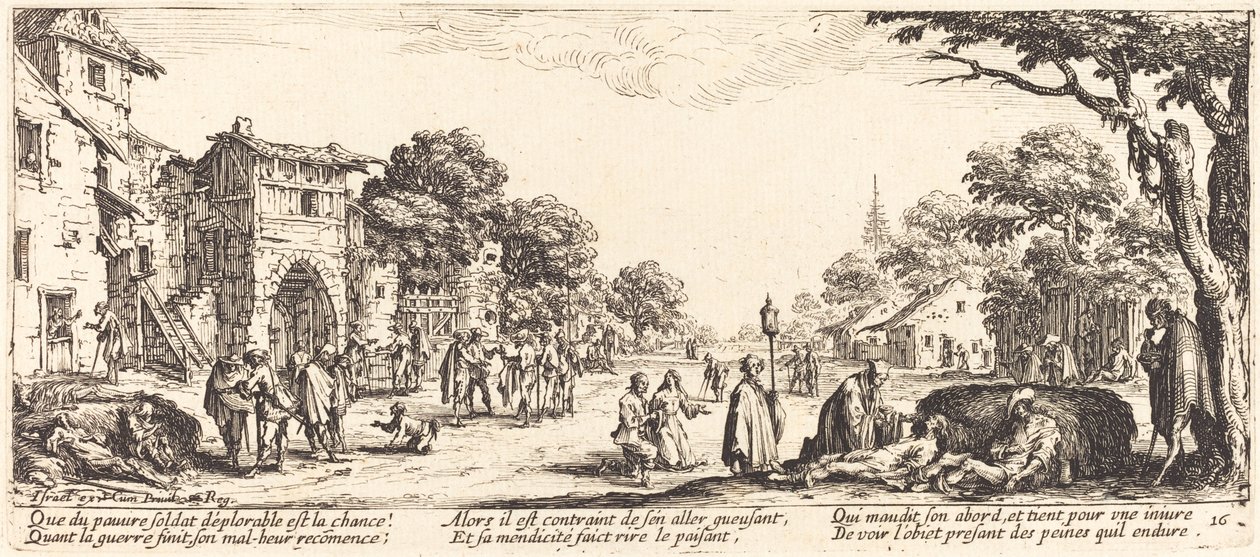 Soldados moribundos al borde del camino de Jacques Callot