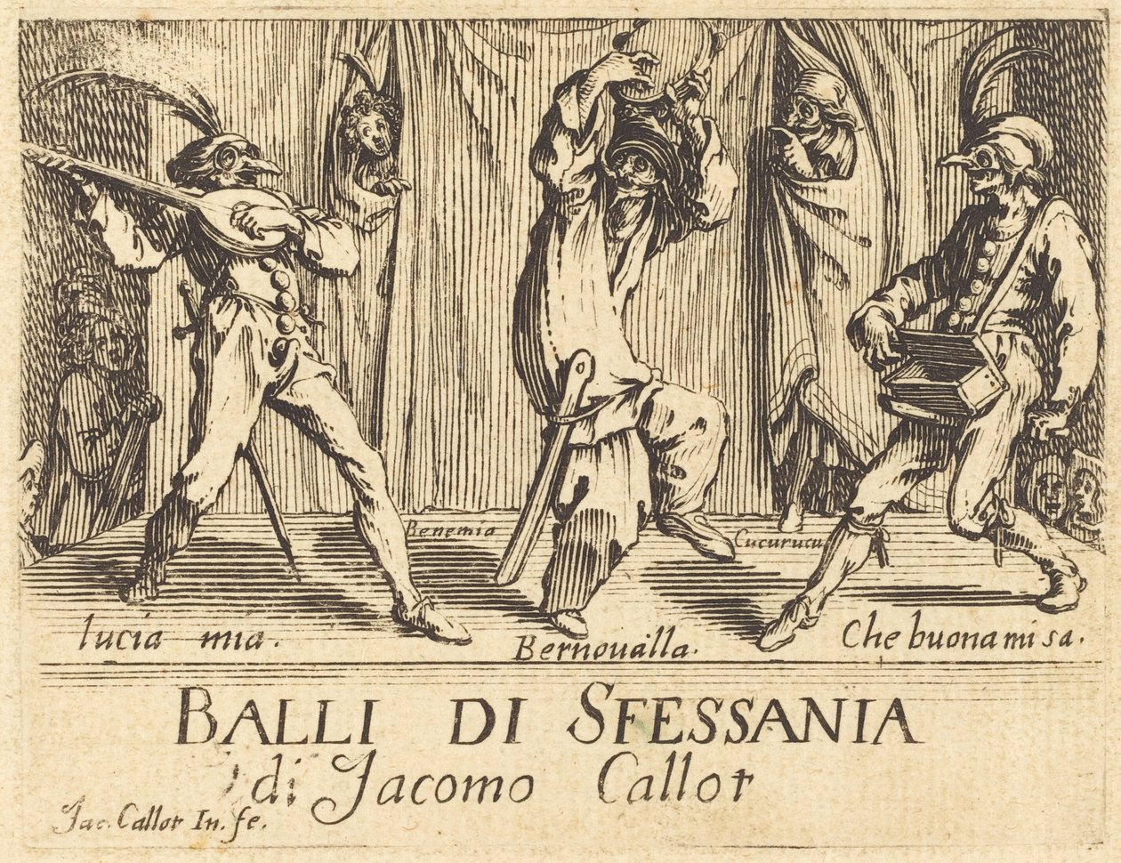 Frontispicio para "Balli di Sfessania" de Jacques Callot