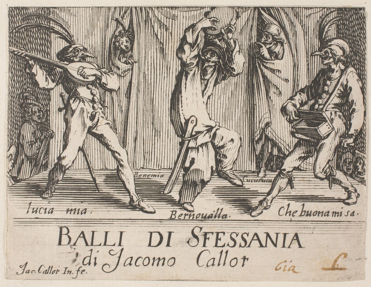Frontispicio, de Balli di Sfessania de Jacques Callot