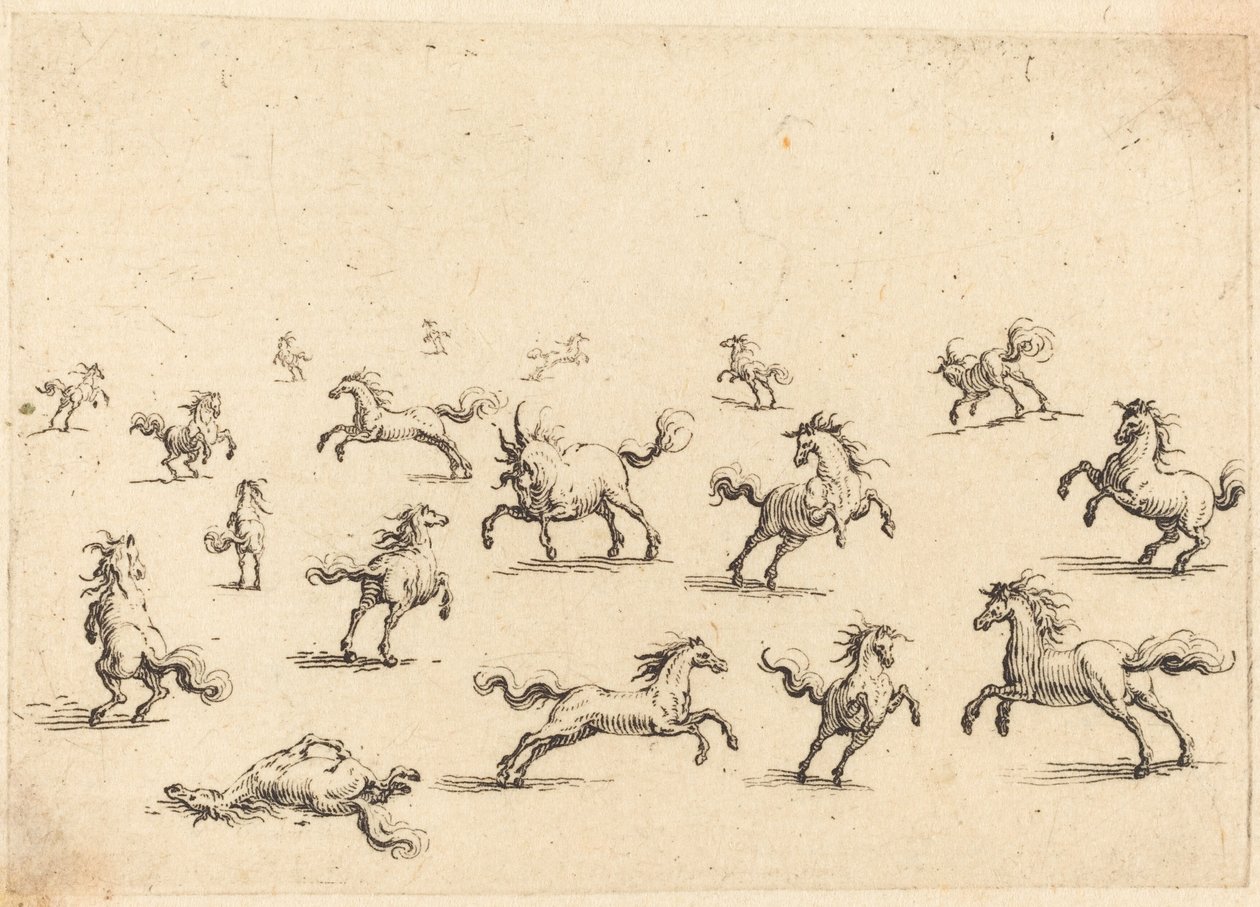 Caballos corriendo de Jacques Callot