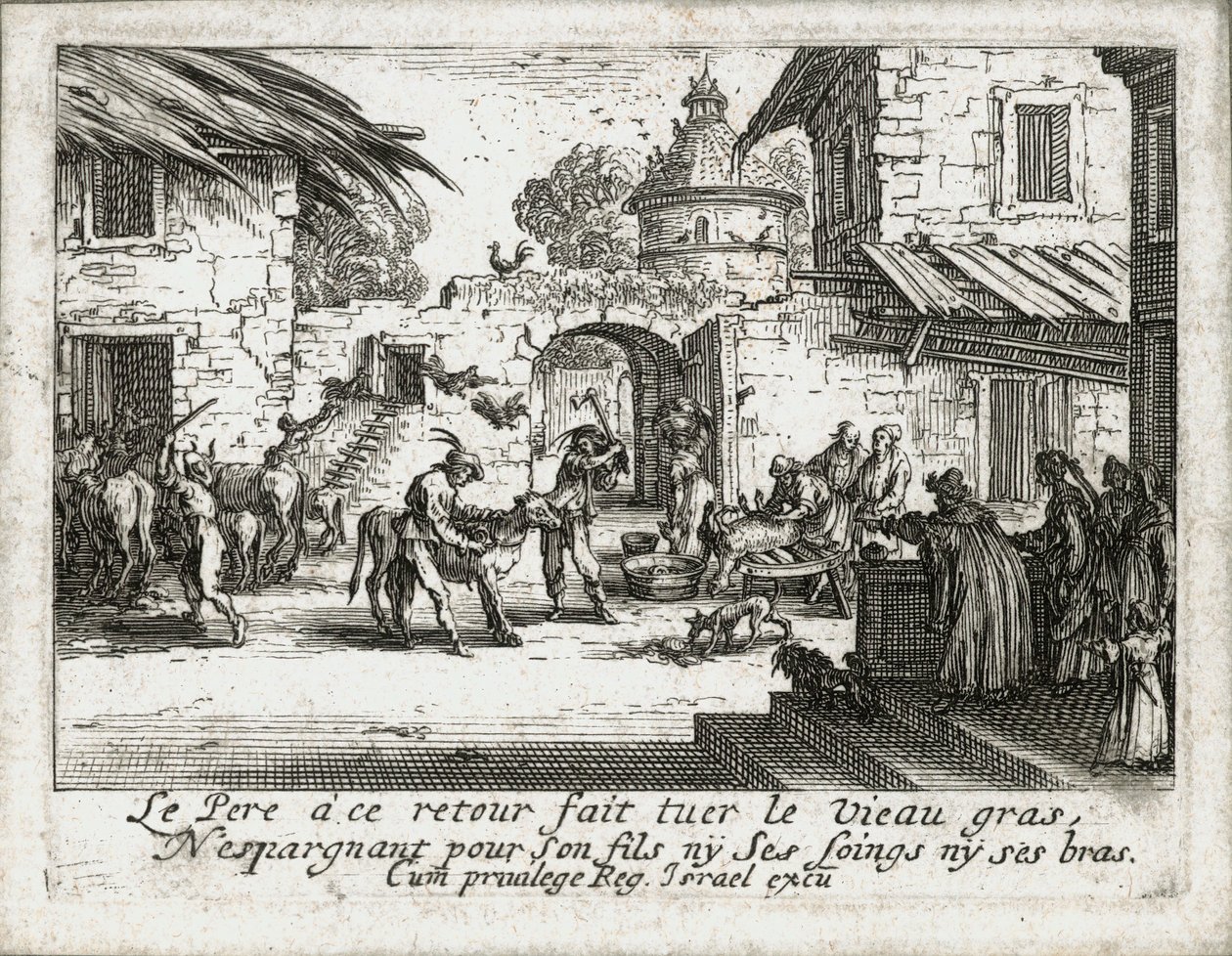 La vida del hijo pródigo ... (grabado) de Jacques Callot