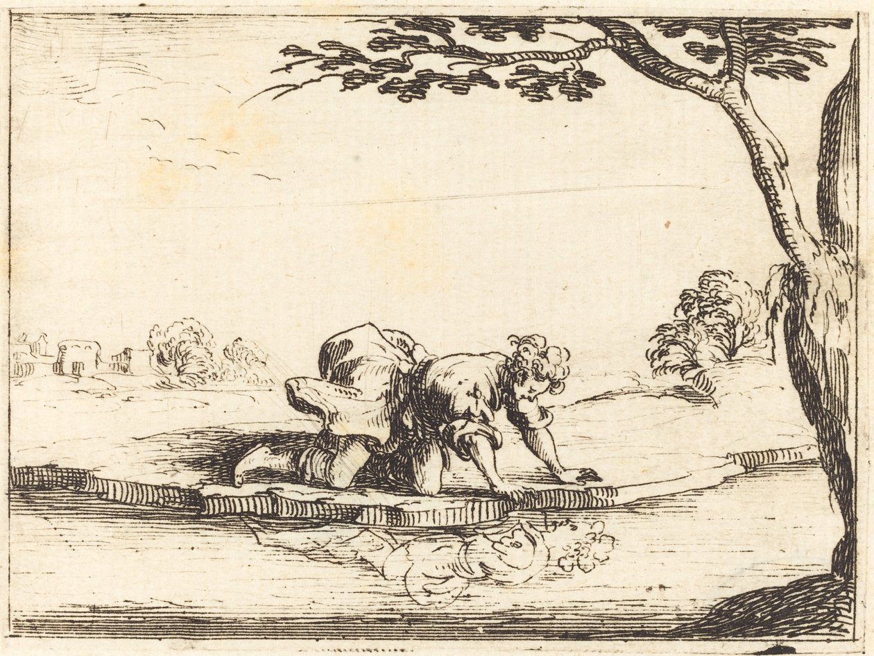 Narciso mirando en el agua de Jacques Callot