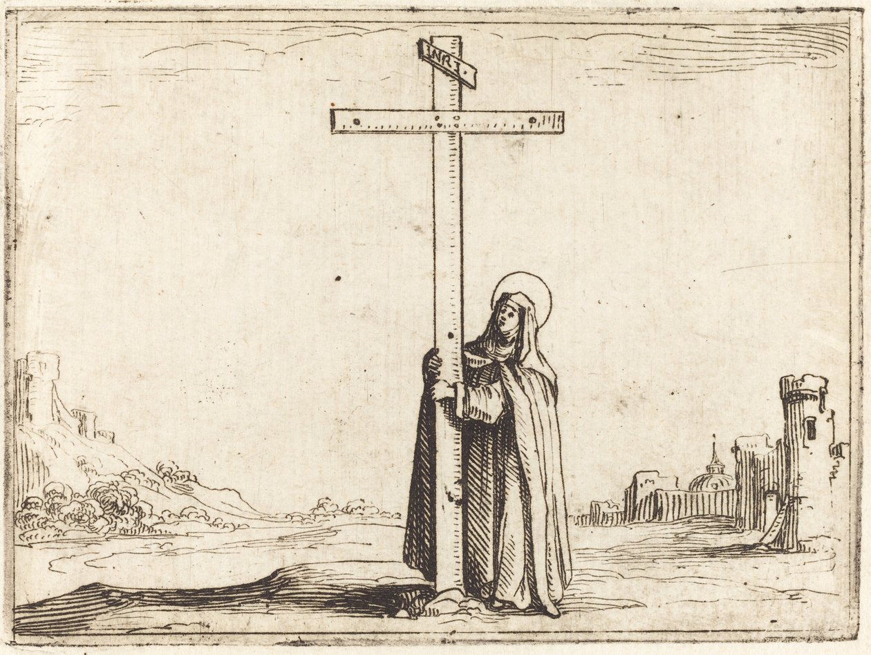 Monja abrazando la Santa Cruz de Jacques Callot