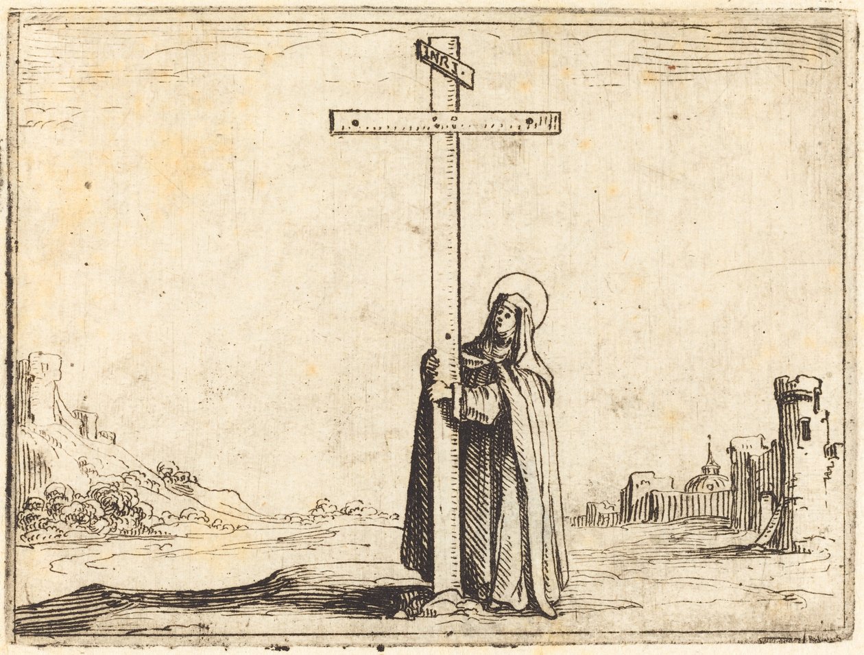 Monja Abrazando la Santa Cruz de Jacques Callot