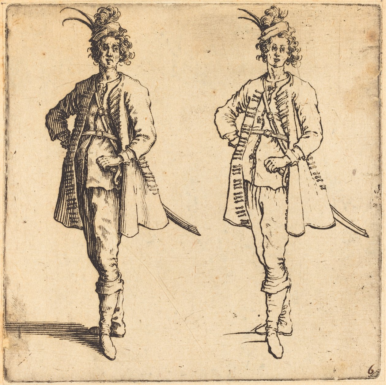 Oficial, vista frontal de Jacques Callot