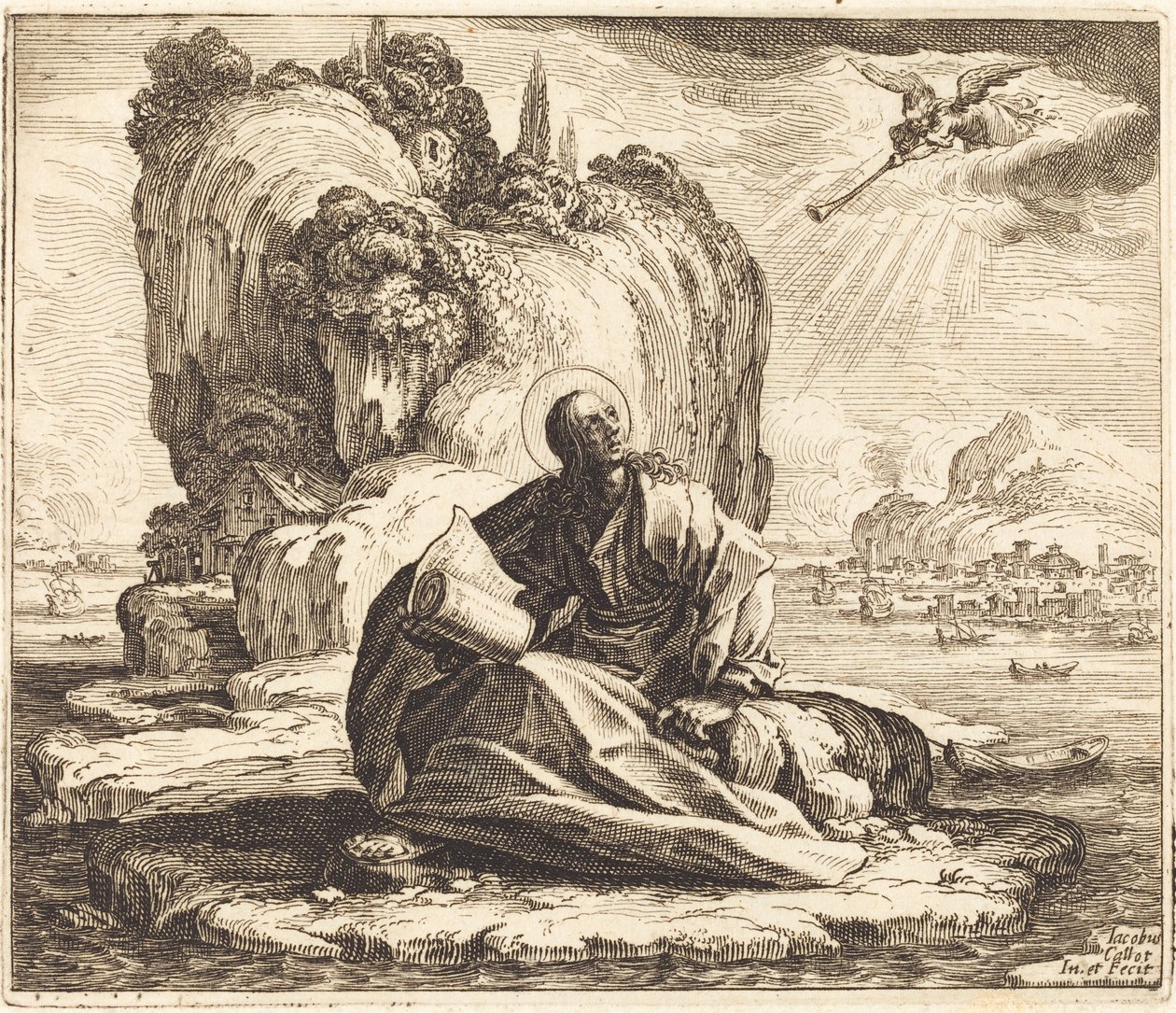 San Juan en la isla de Patmos de Jacques Callot