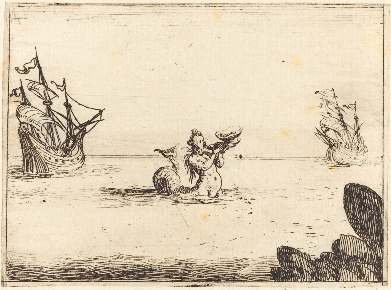 Sirena entre dos barcos de Jacques Callot