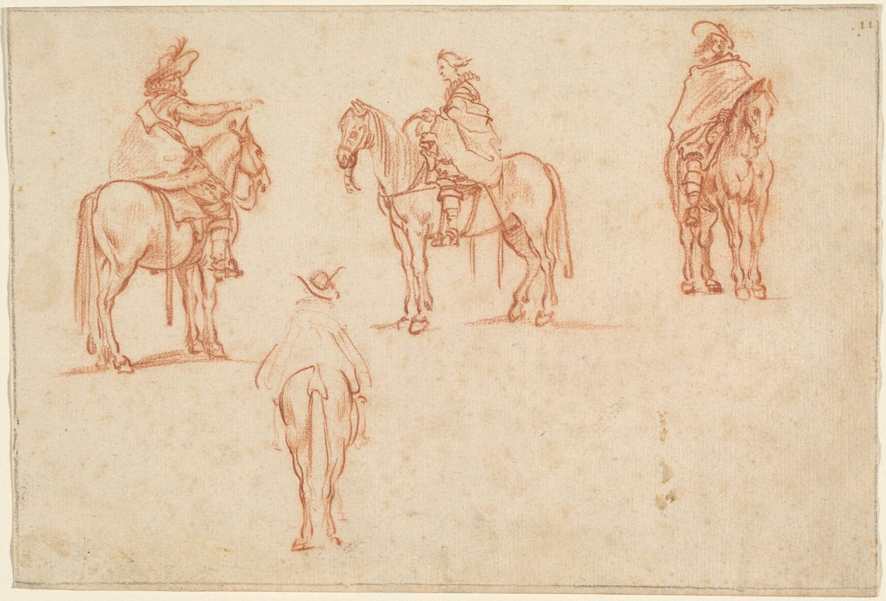 Estudio de cuatro jinetes de Jacques Callot