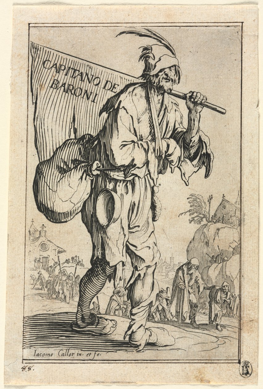 Los mendigos: frontispicio: capitán de los barones de Jacques Callot