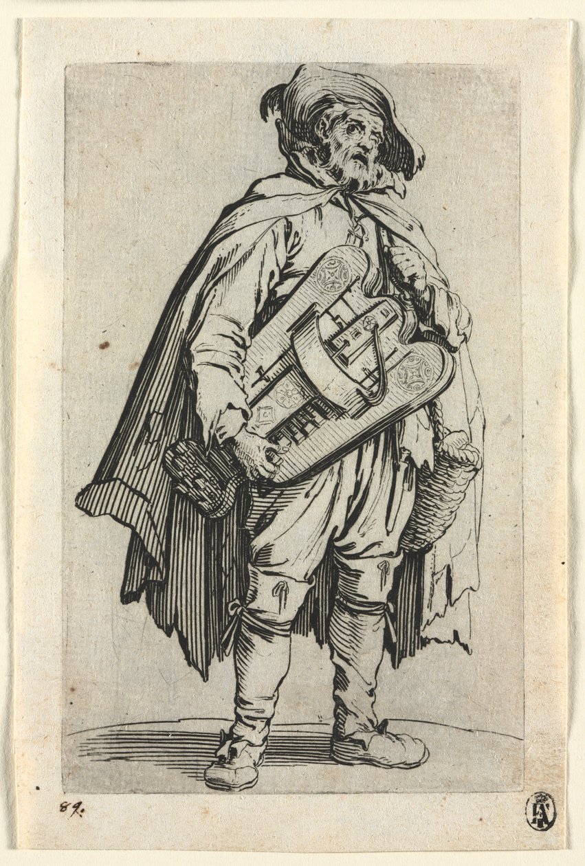 Los mendigos: La jugadora Hurdy-Gurdy de Jacques Callot