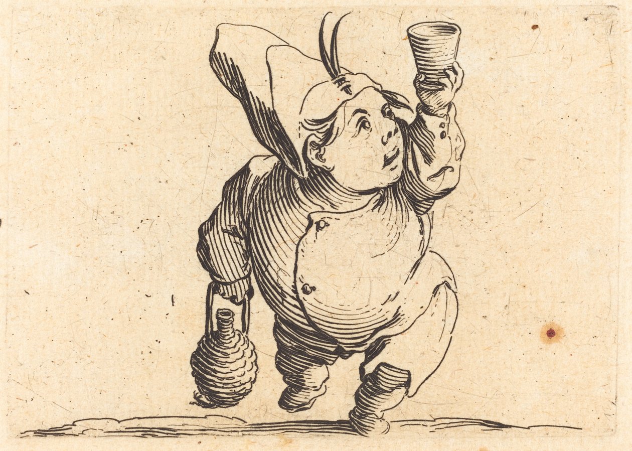 El bebedor, vista frontal, c. 1622 de Jacques Callot