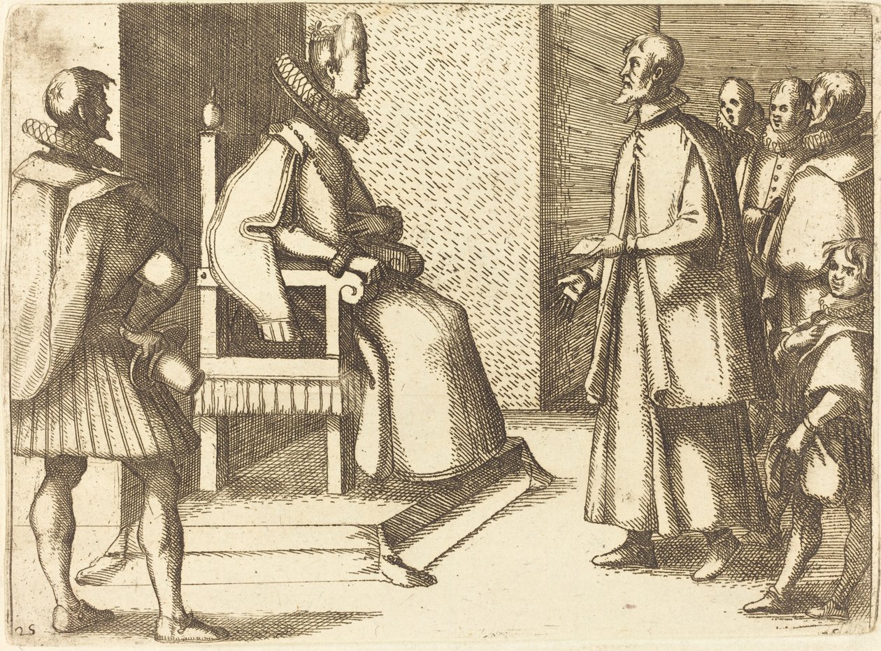 El enviado de Toscana agradeciendo a la reina de Jacques Callot