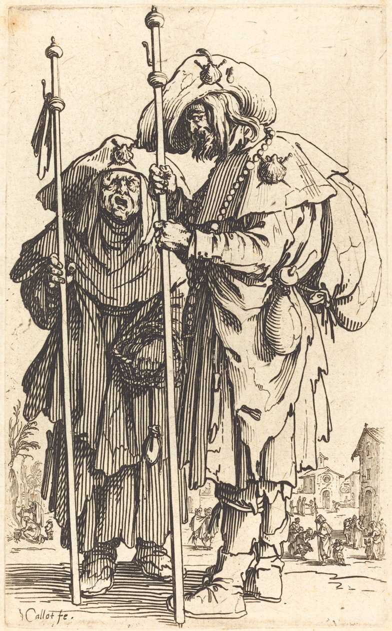 Los dos peregrinos, c. 1622 de Jacques Callot