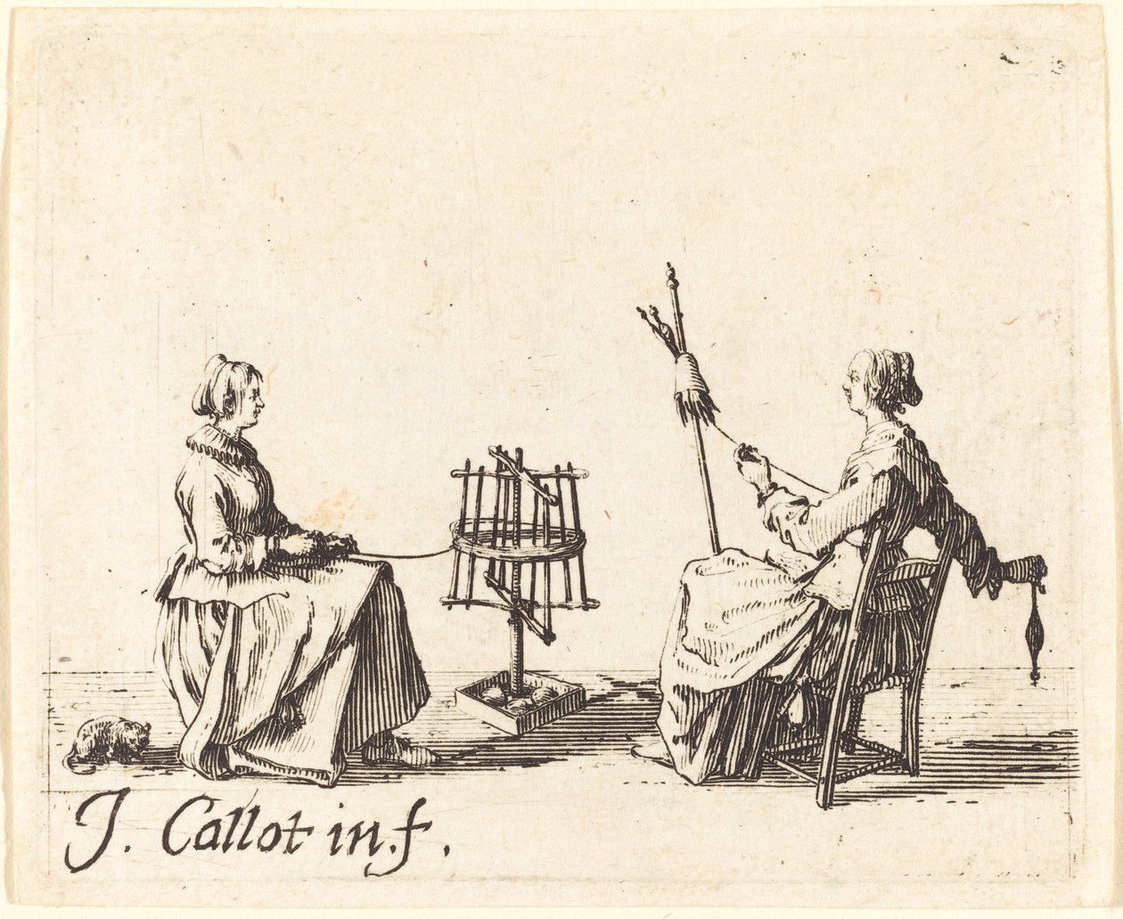 El devanador y la hilandera, c. 1623 de Jacques Callot