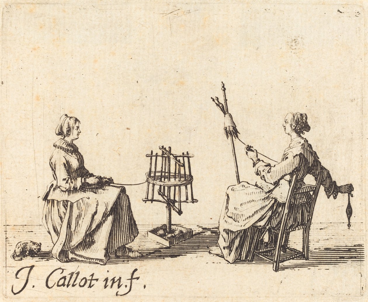 El devanador y la hilandera, c. 1623 de Jacques Callot