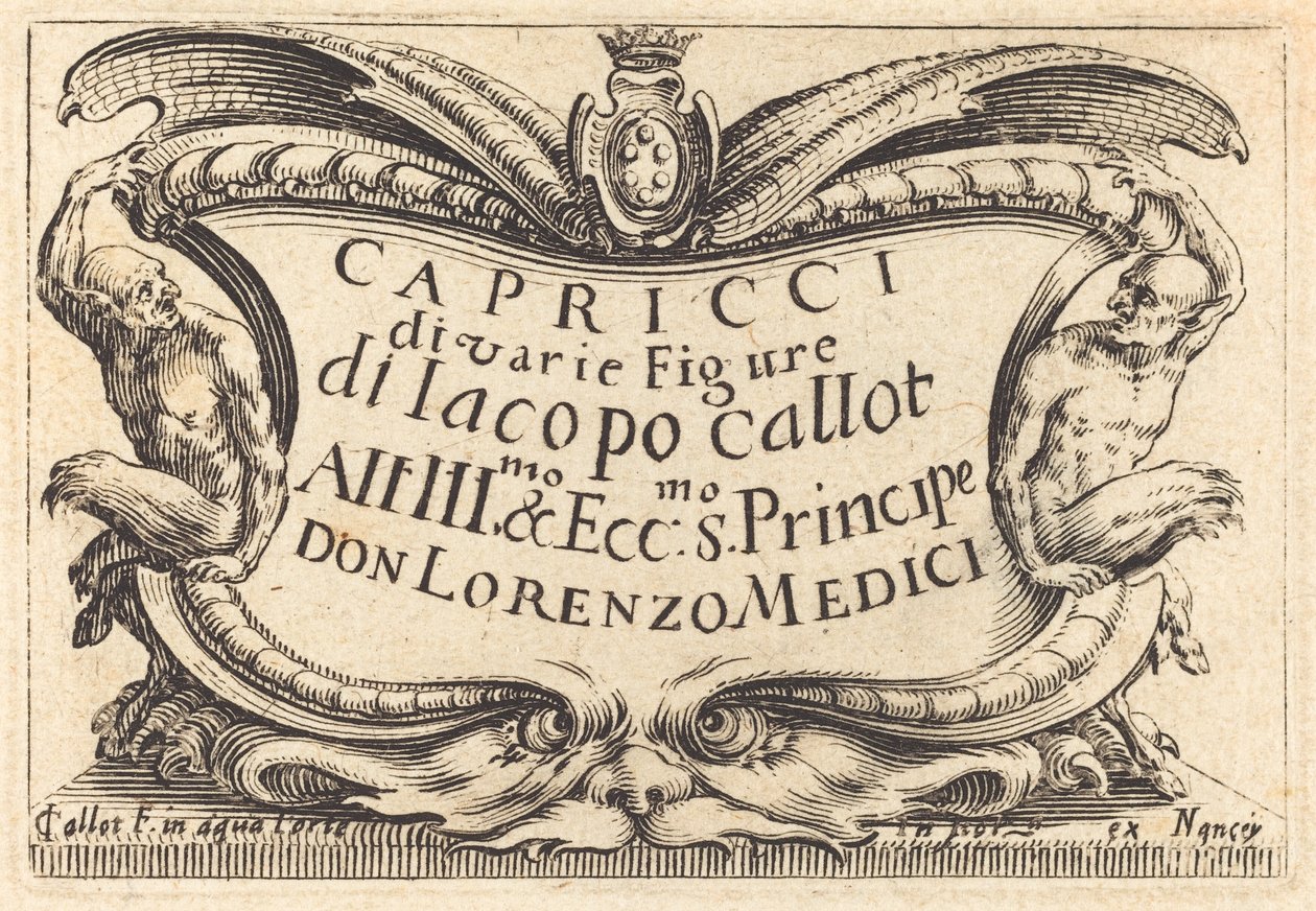 Página de título para "Los Capricci" de Jacques Callot