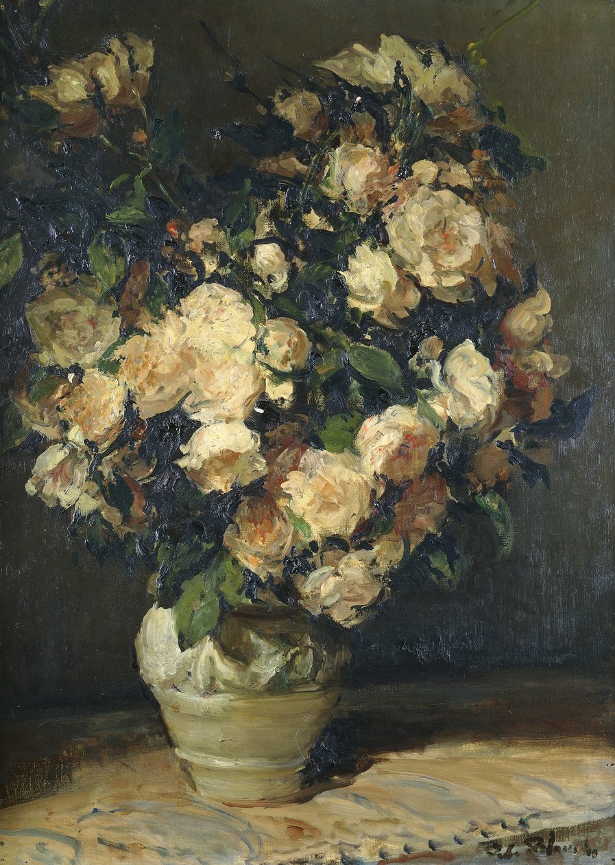 Rosas en un jarrón de Jacques Emile Blanche
