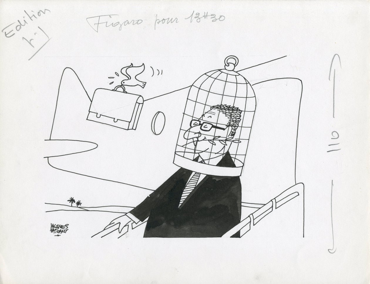 Le Figaro, sátira en blanco y negro de Jacques Faizant