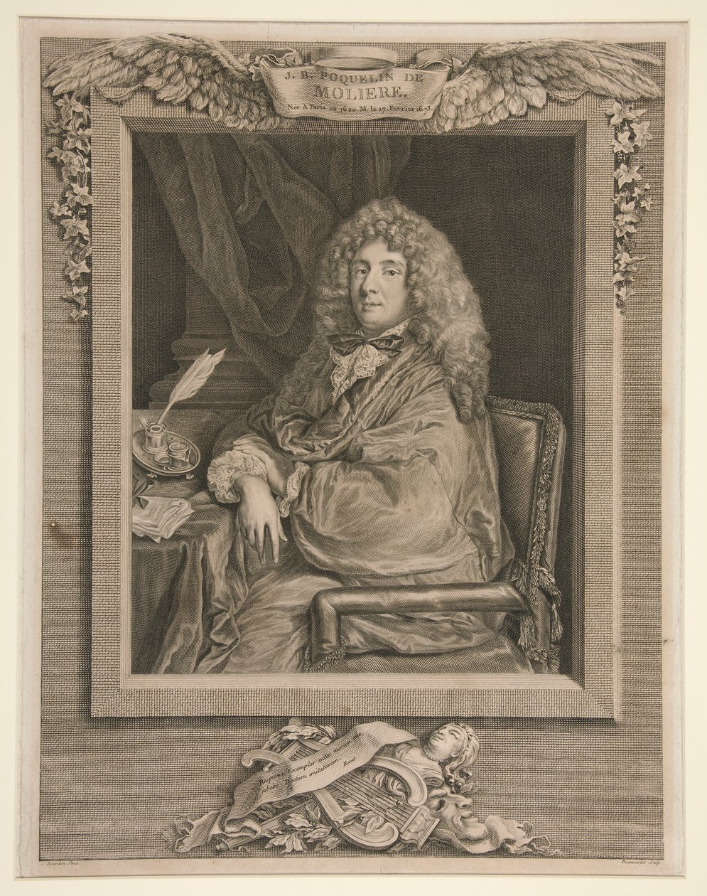 Retrato de Moli?re de Jacques Firmin Beauvarlet