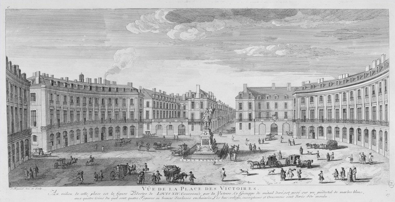 Place des Victoires, París (grabado) de Jacques Rigaud
