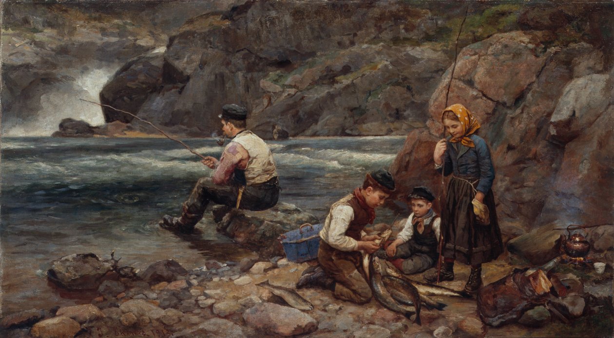 pescador y niños de Jahn Ekenaes