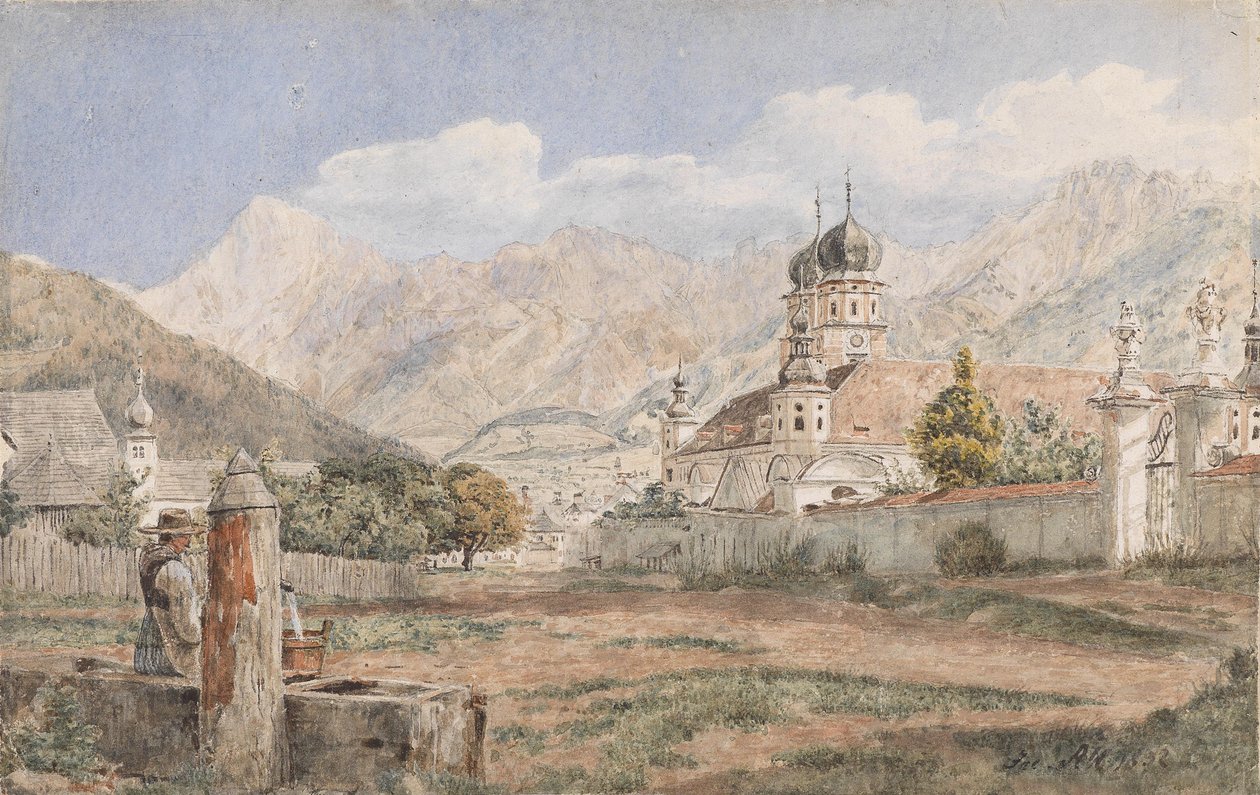 Vista de la Abadía de Stams en el Tirol de Jakob Alt