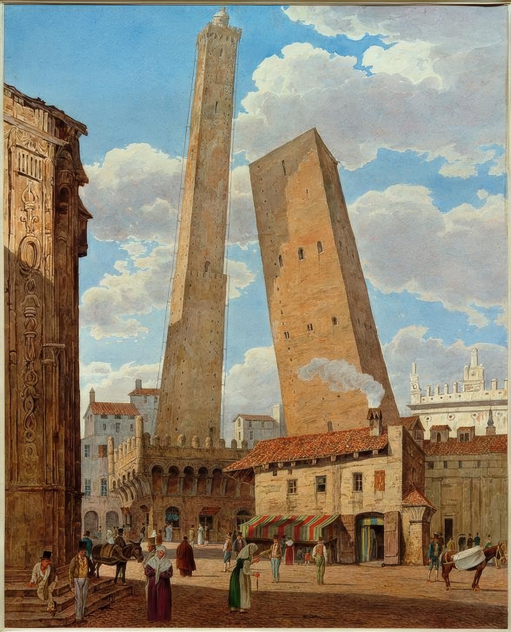 Las torres Asinelli y Grisenda de Jakob Alt