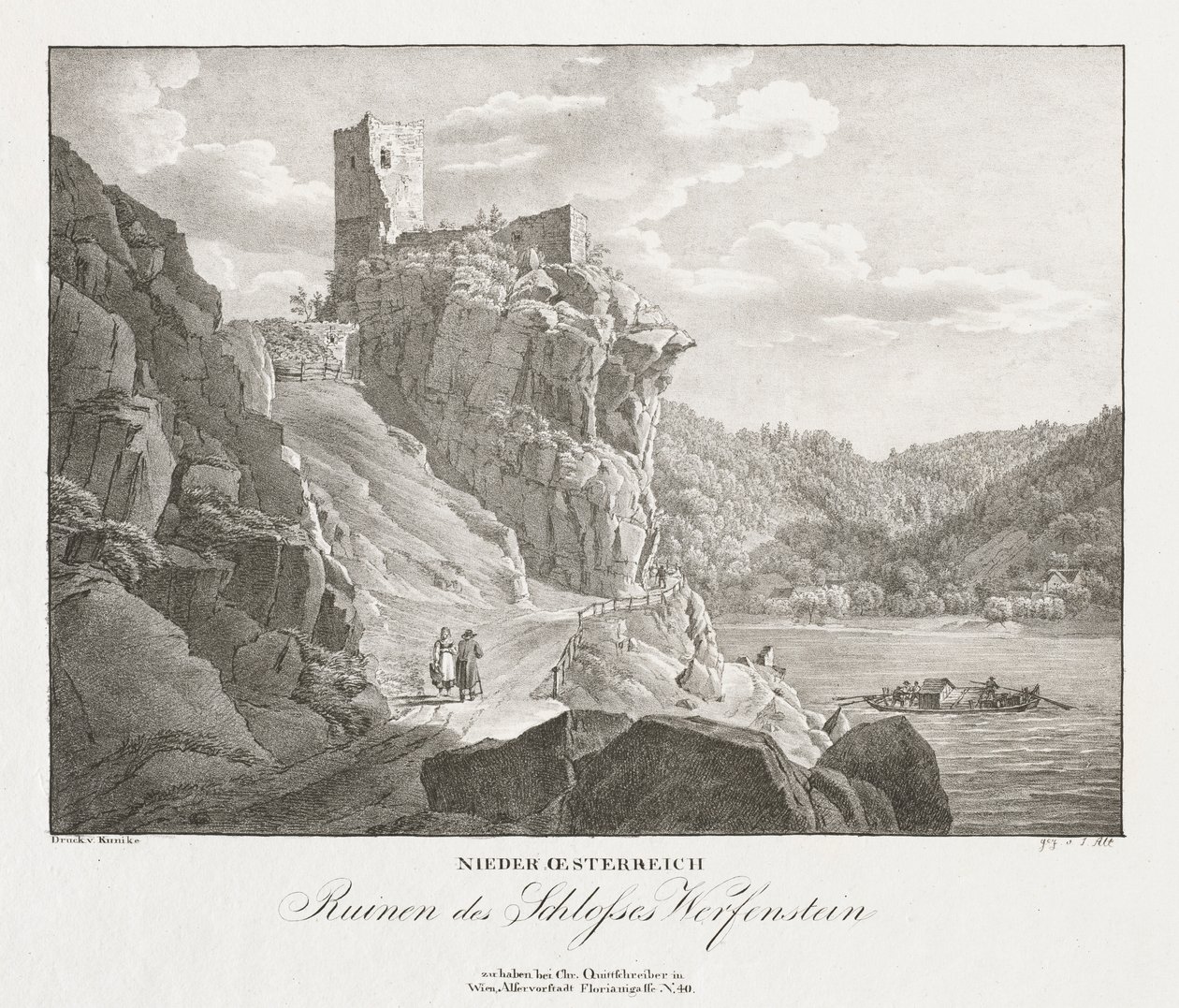 Nieder-oesterreich, Ruinas del Castillo de Werfenstein de Jakob Alt