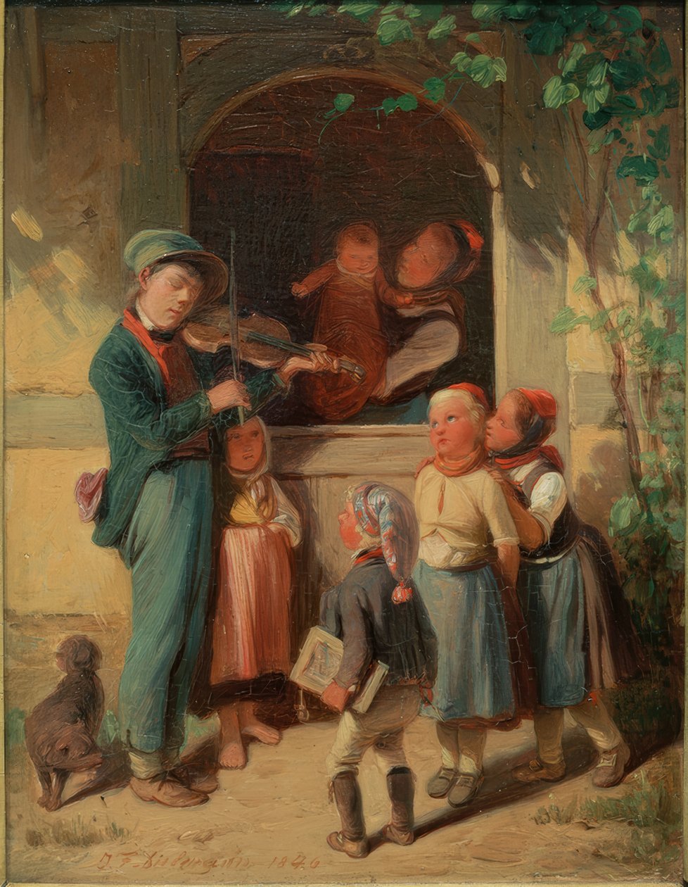 Músico en el pueblo de Jakob Fürchtegott Dielmann