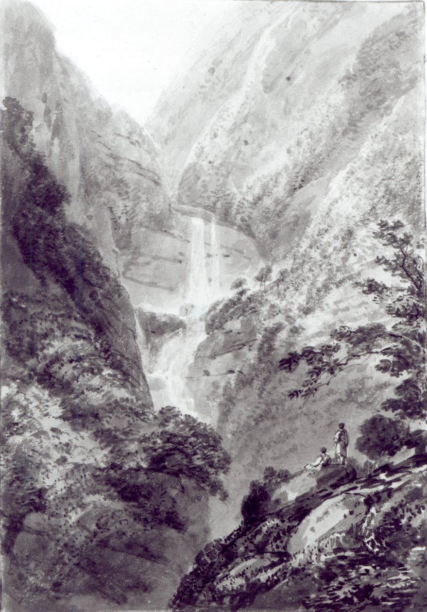 La Cascada de Minzapeezo, acuarela de Samuel Davies después de un grabado, c.1800 de James Basire