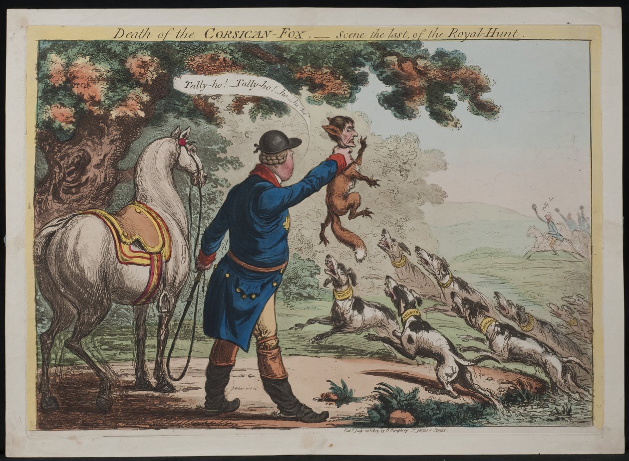Muerte de un zorro corso – Última escena de la caza real, 1803 de James Gillray