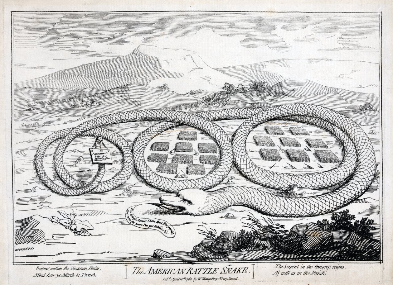 La serpiente de cascabel americana, 1782 de James Gillray