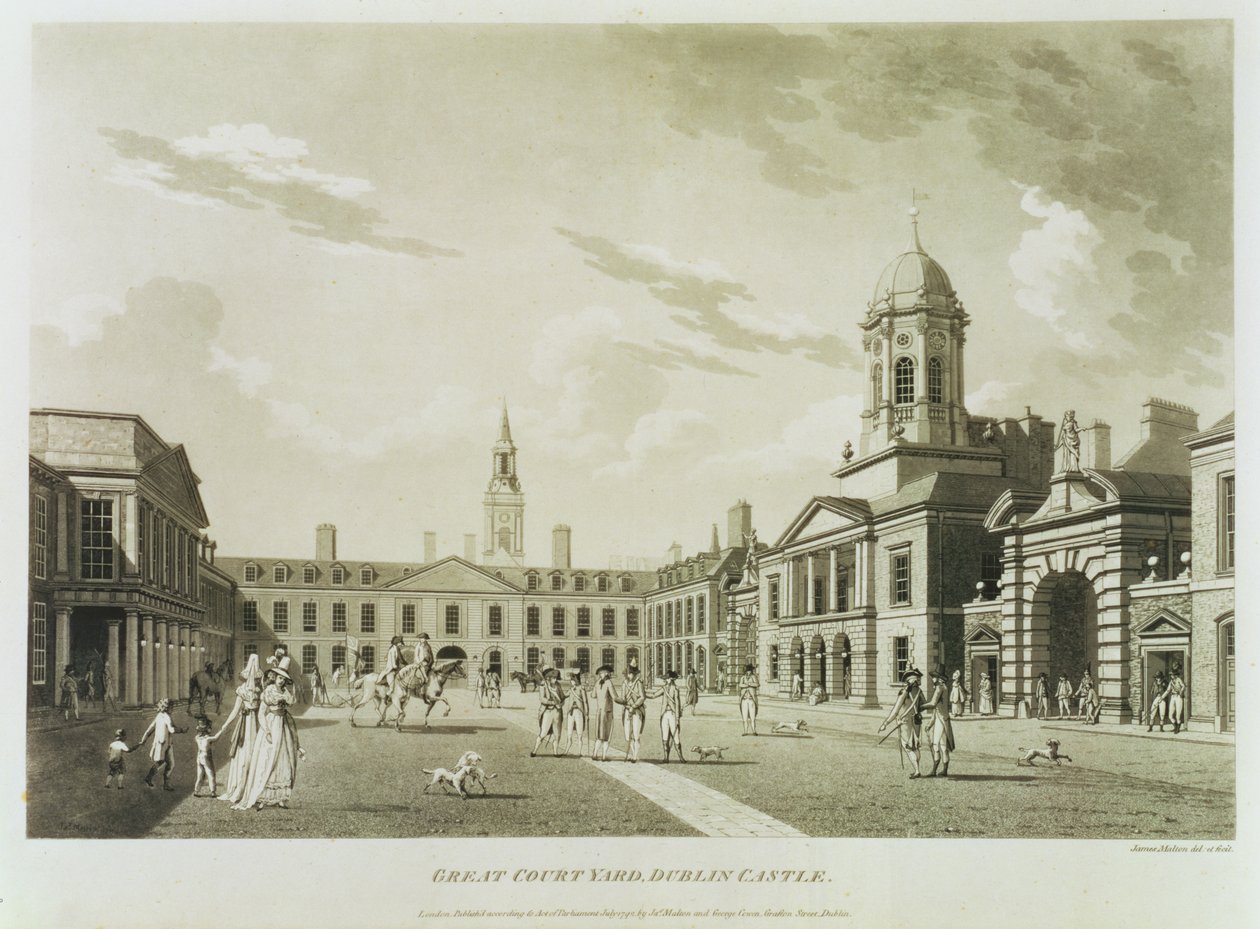 El Gran Patio, Castillo de Dublín, 1792 de James Malton