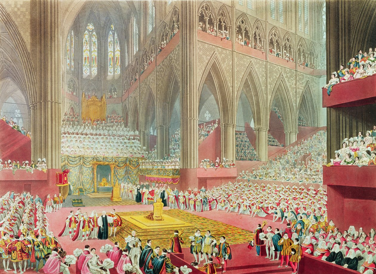 La coronación del Rey Jorge IV: El reconocimiento, 19 de julio de 1821, grabado por Matthew Dubourg, 1822 de James Stephanoff