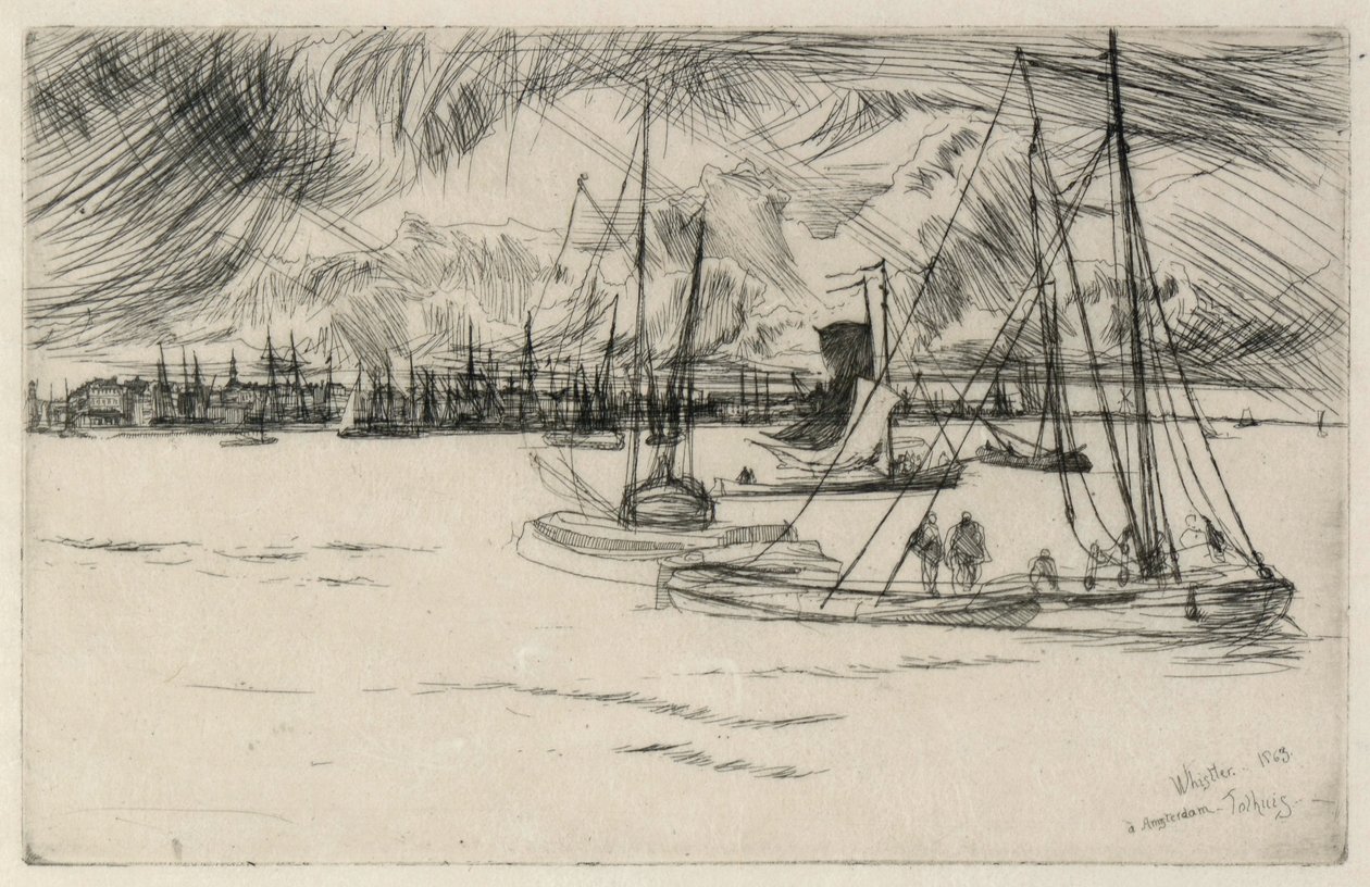 Ámsterdam desde el Tolhuis de James Abbott McNeill Whistler