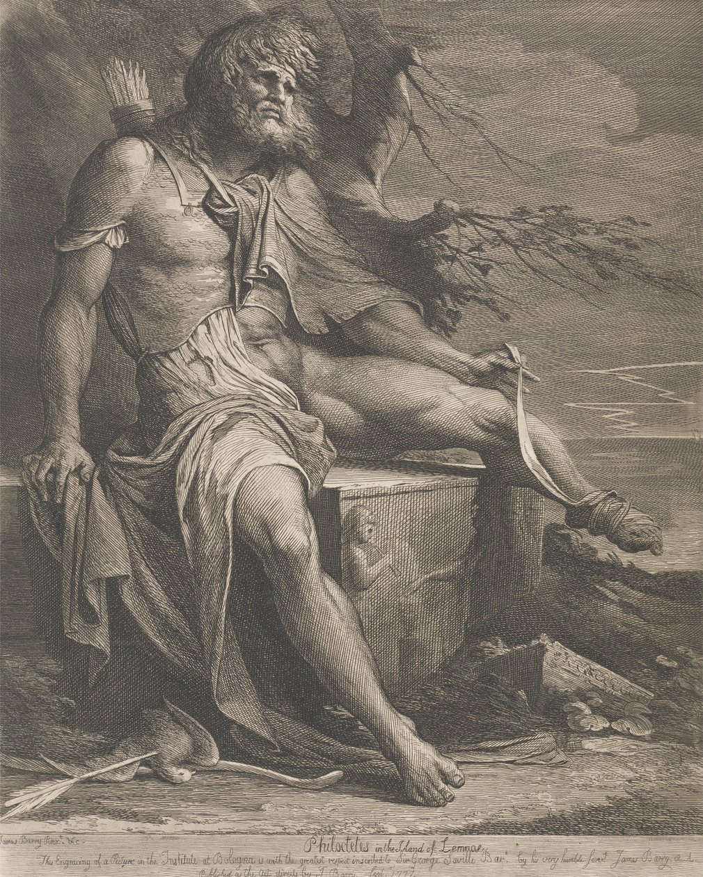 Filoctetes en la isla de Lemnos de James Barry