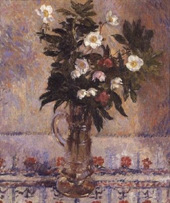 Flores en un Jarrón de Cristal de James Bolivar Manson