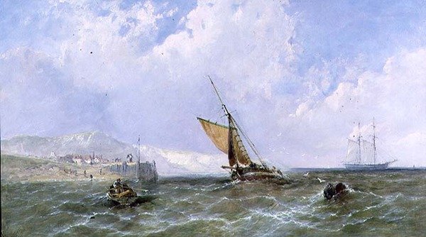 Embarcaciones en una costa de James Edwin Meadows
