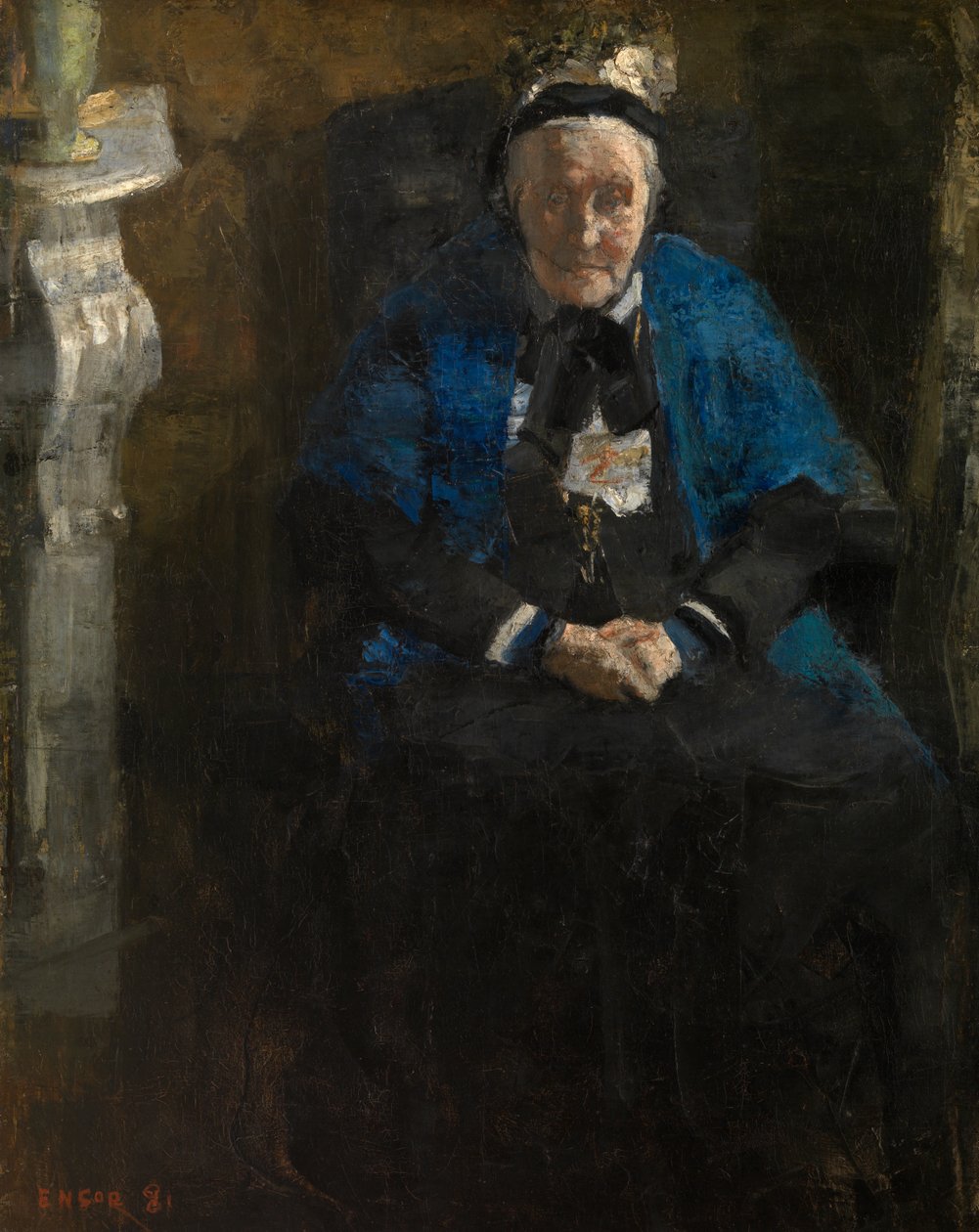 Señora con pañuelo azul de James Ensor
