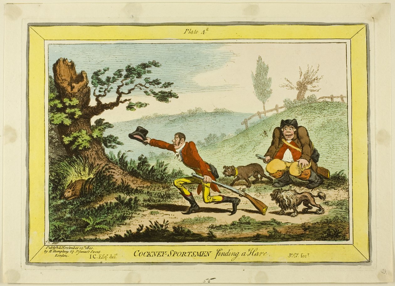 Deportistas de Cockney encuentran una liebre de James Gillray