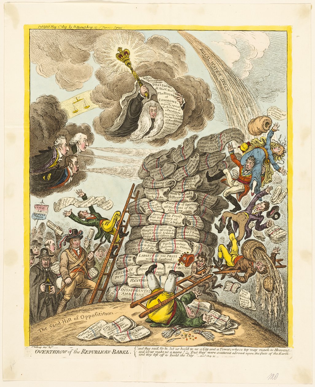 Derrocamiento de la República-Babel de James Gillray
