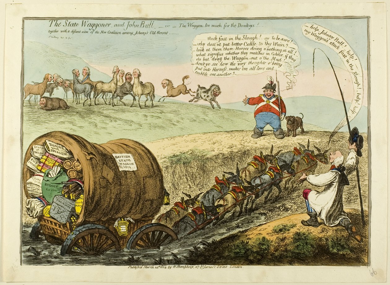 The State Waggoner y John Bull de James Gillray