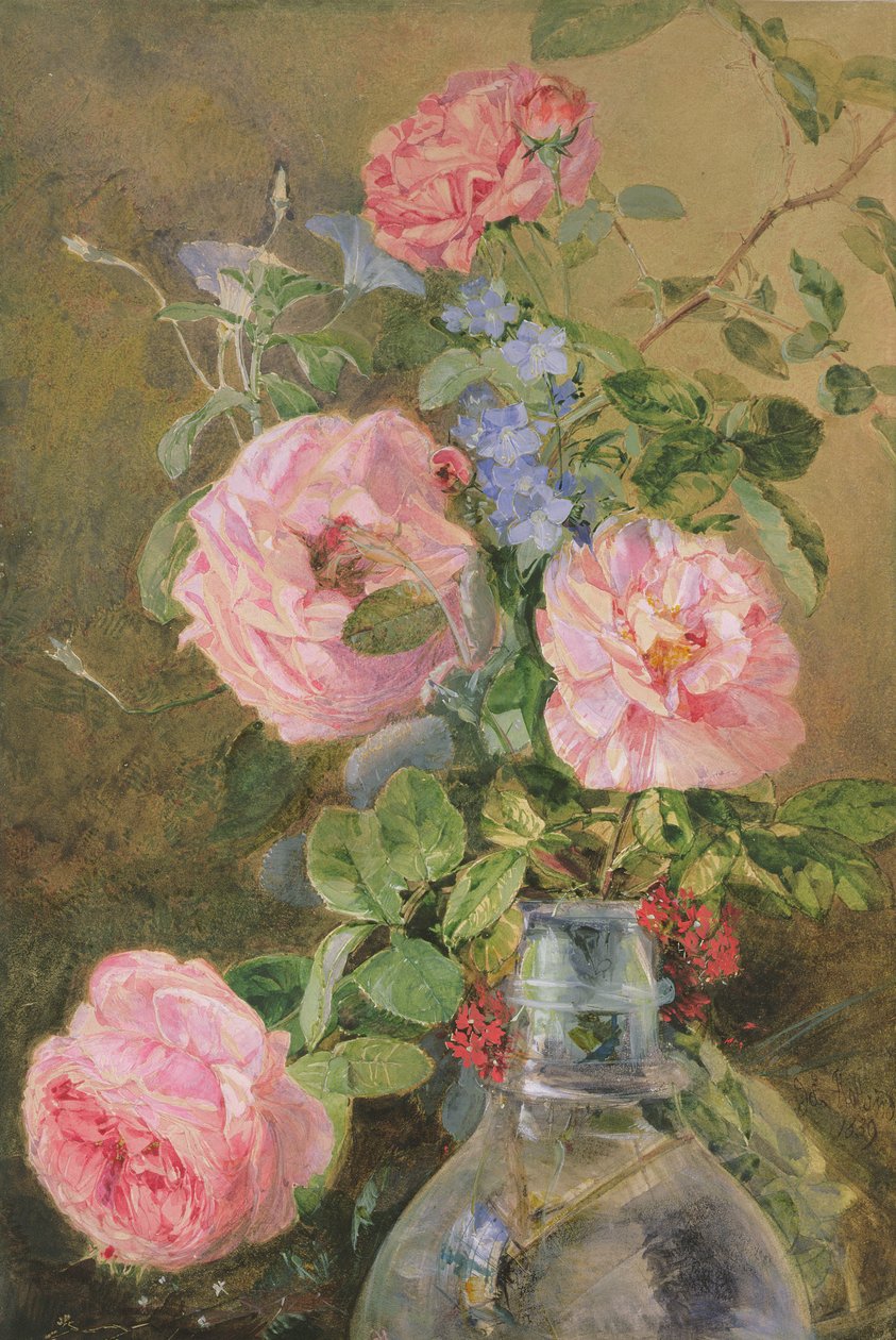Rosas, convolvulus y delphiniums de James Holland