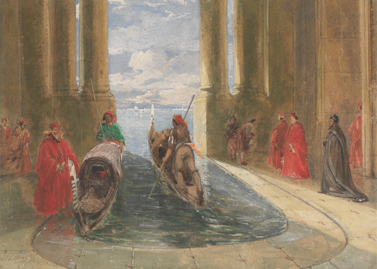 Dignatarios venecianos subiendo a las góndolas de James Holland