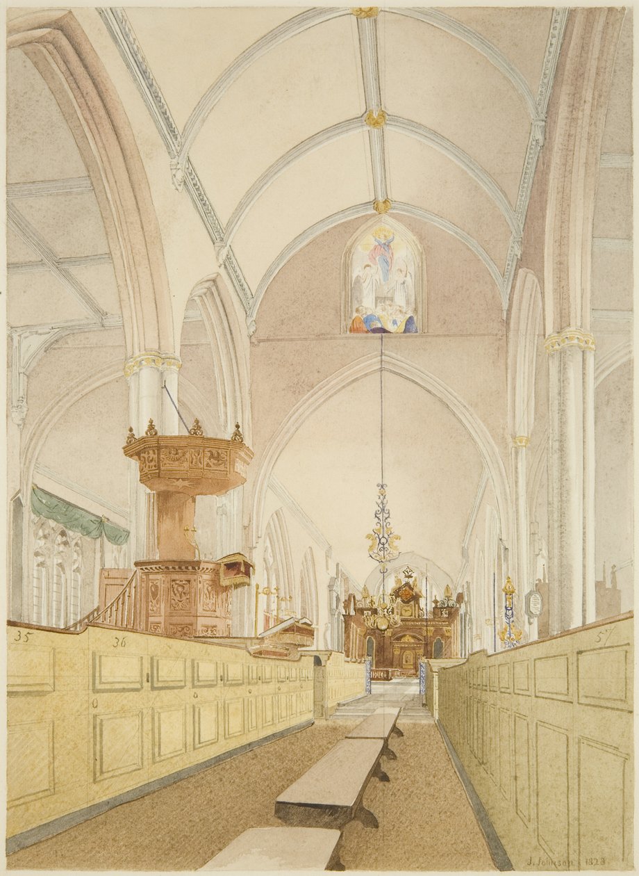 Interior de la Iglesia del Templo, mirando al este de James Johnson