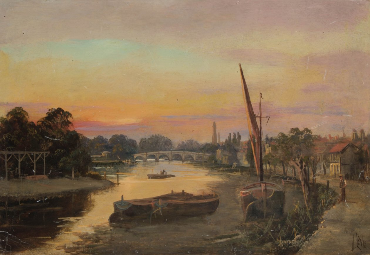 Kew al atardecer - Puente de Kew de James Lewis
