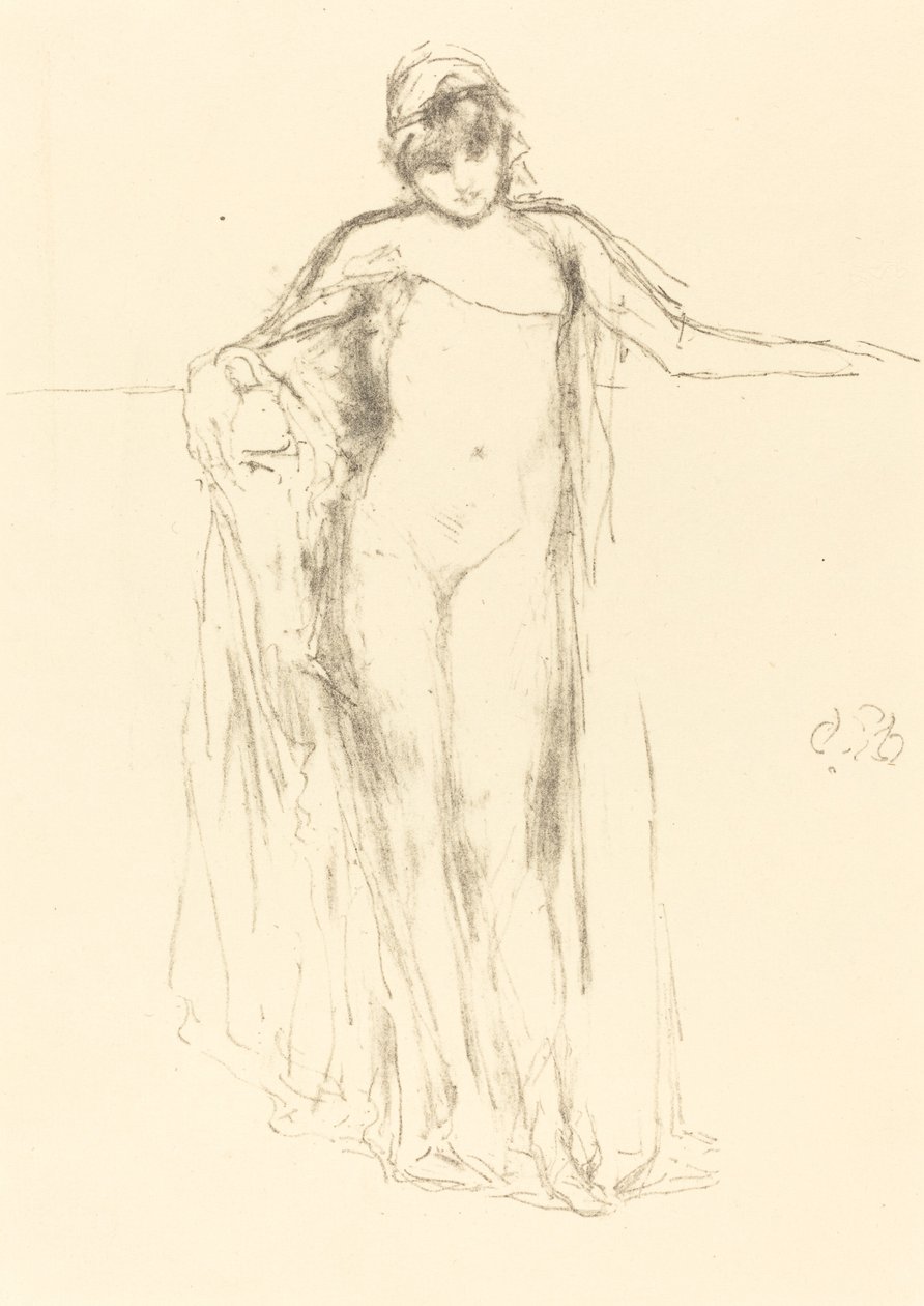 Modelo drapeado, de pie de James Abbott McNeill Whistler