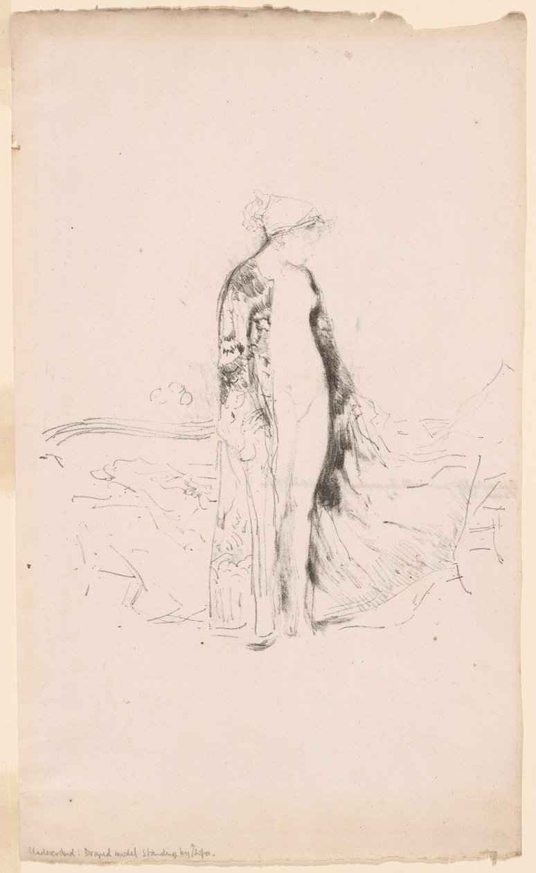 Modelo drapeado, de pie junto a un sofá de James Abbott McNeill Whistler