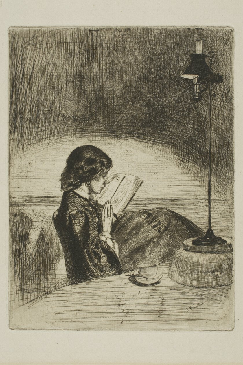 Leyendo a la luz de la lámpara de James Abbott McNeill Whistler
