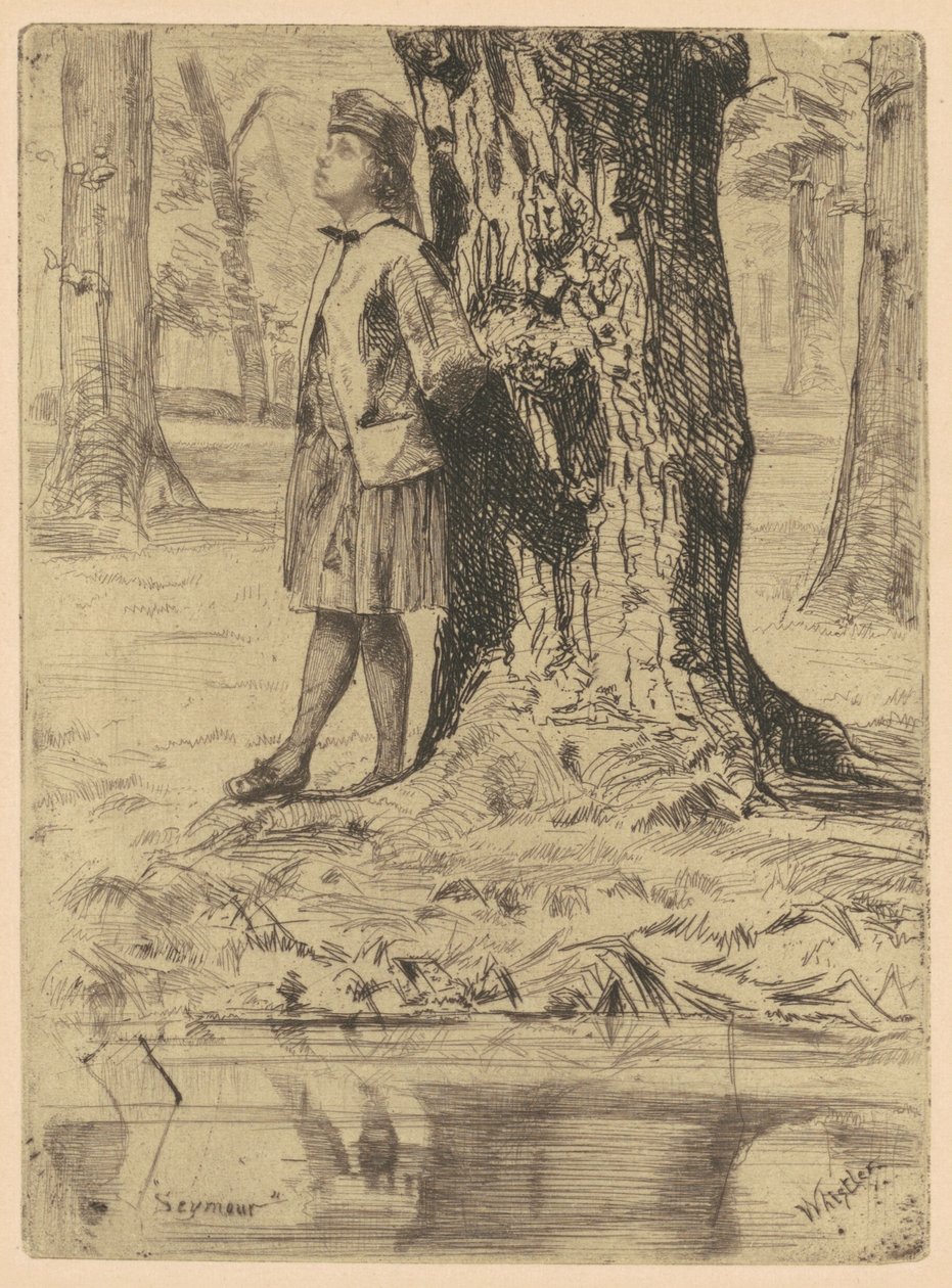 Seymour de pie bajo un árbol de James Abbott McNeill Whistler
